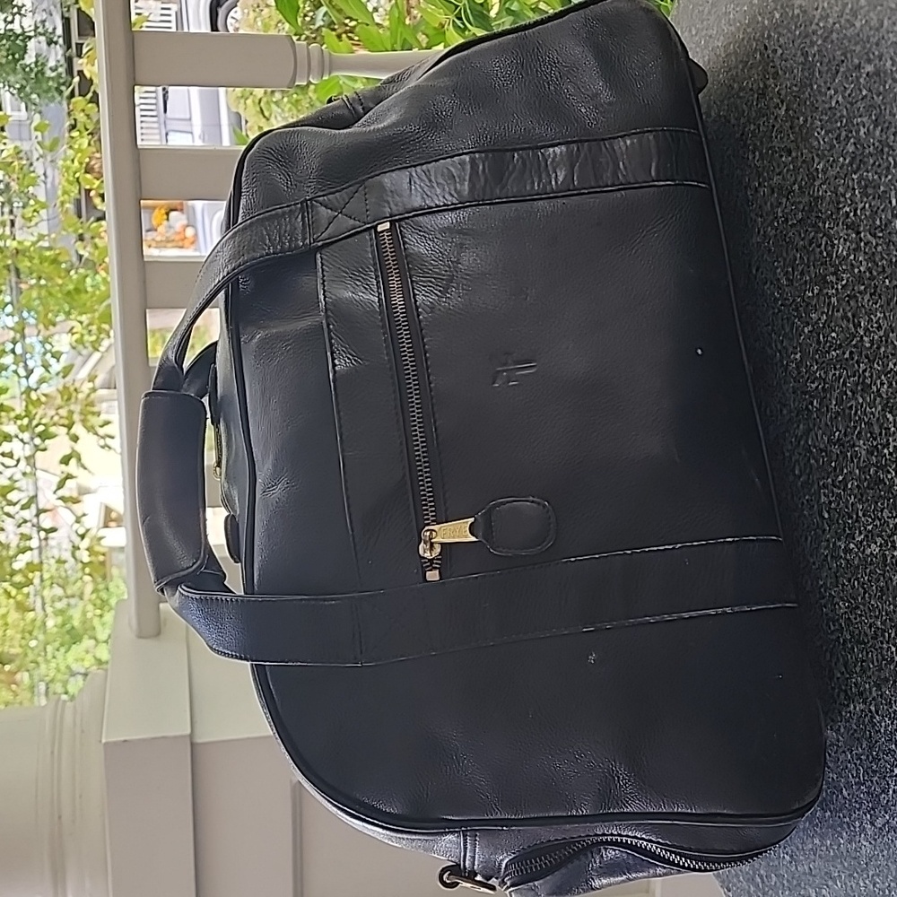 Vintage Frye black leather duffle bag